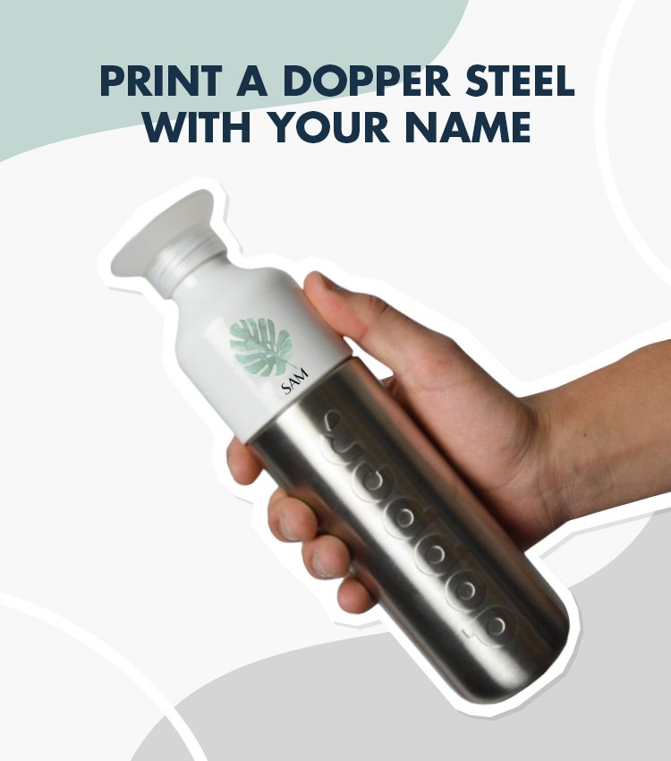Dopper Steel printed with name and botanical print