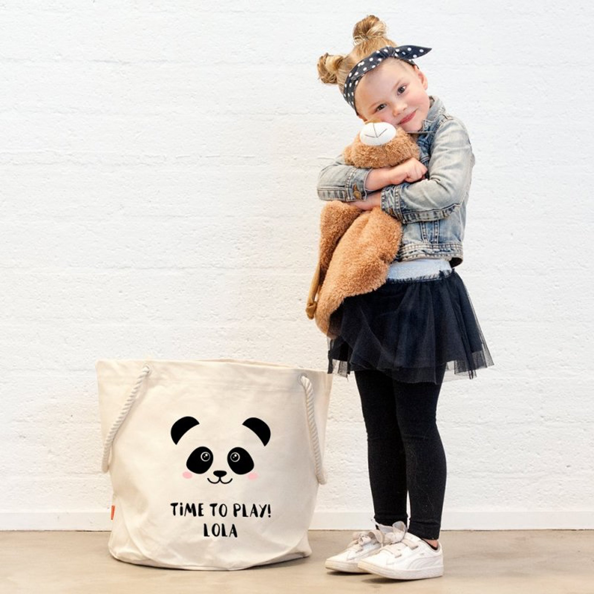 Storage bag with panda print