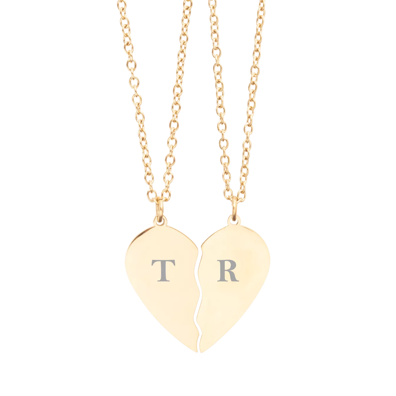 Gold broken heart clearance necklace for two