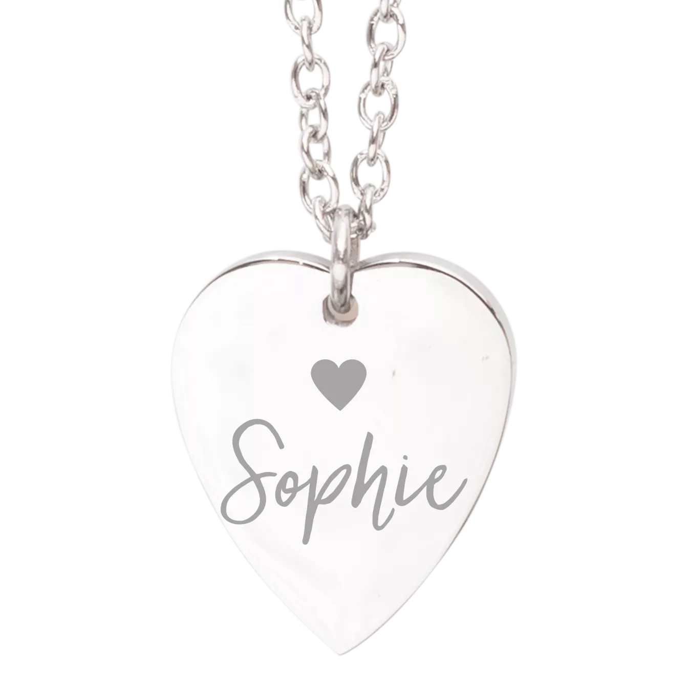 Engraved Heart Pendant Necklace, Sterling Silver | Charming Engraving