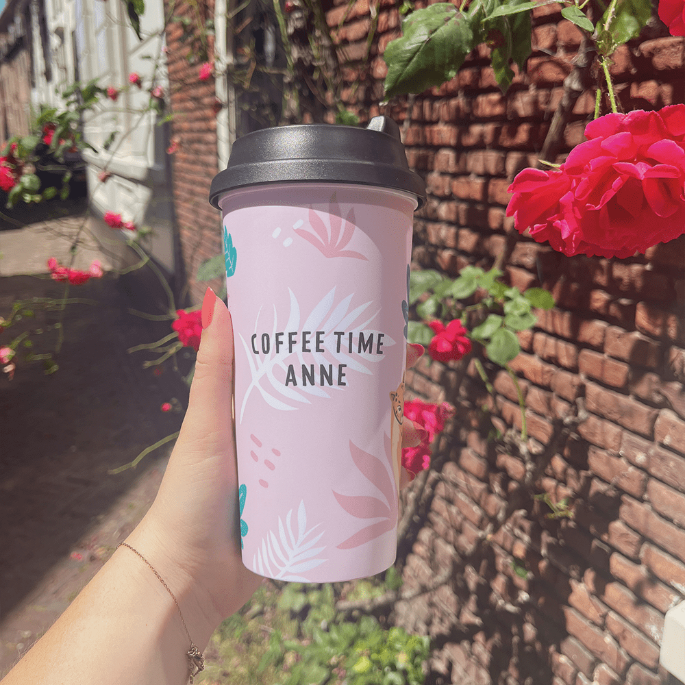 koffiebeker roze met naam