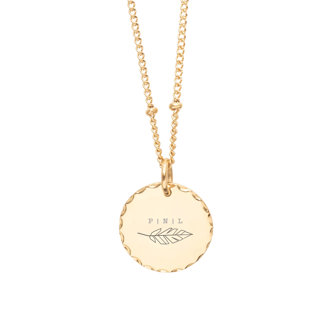 Gold circle pendant 2024 necklace engraved