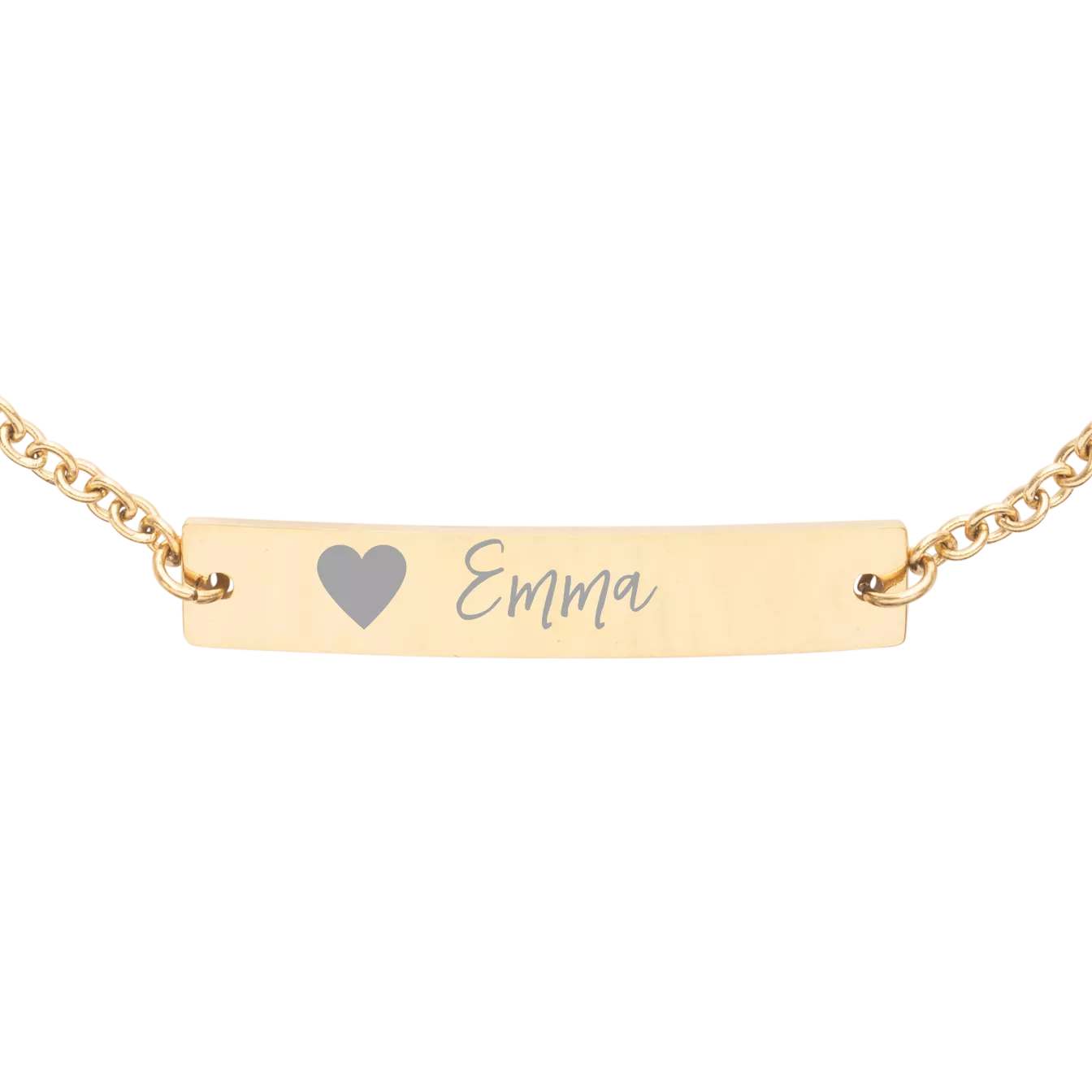 Gold bracelet with hot sale name engraved