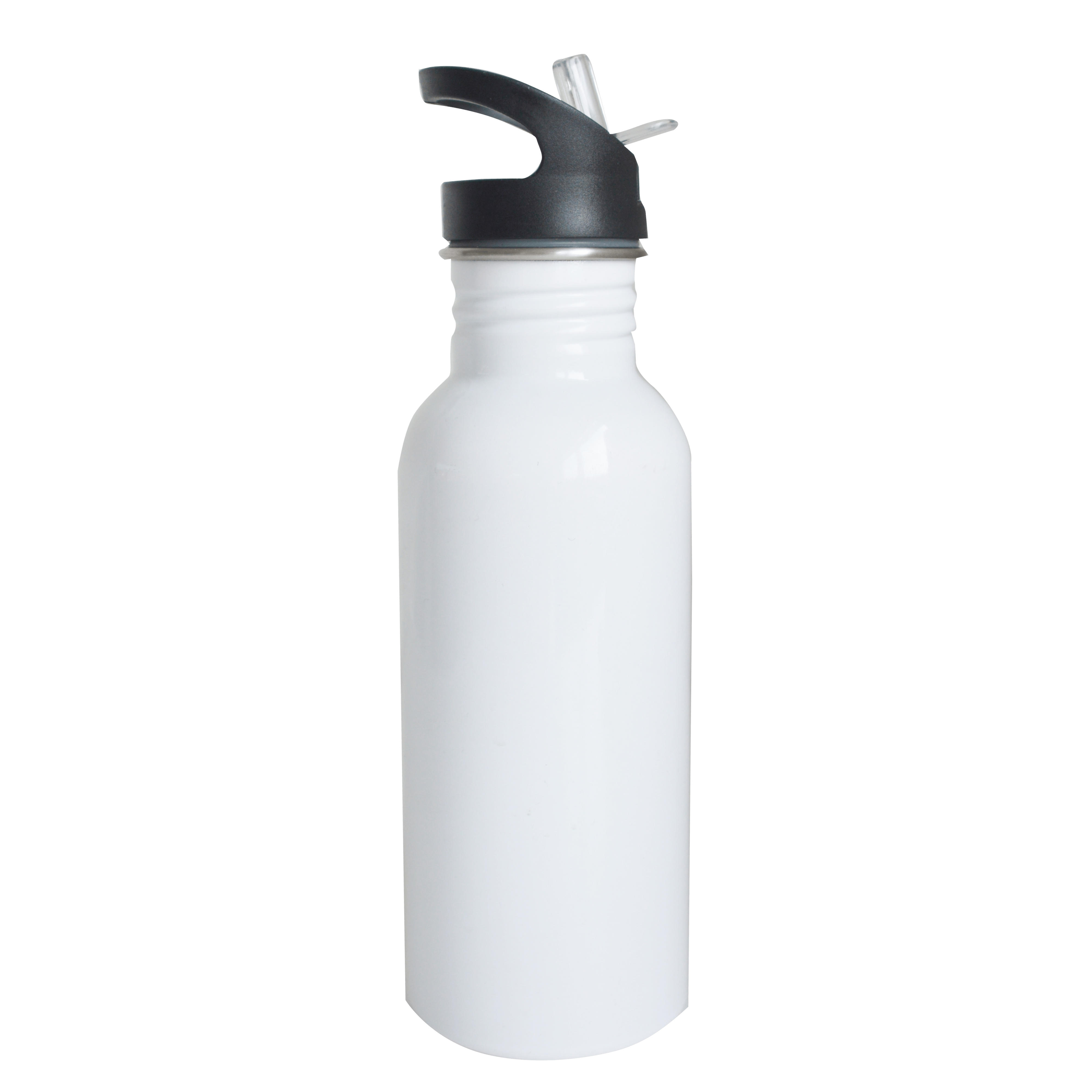 Sports drinking bottle with drinking straw